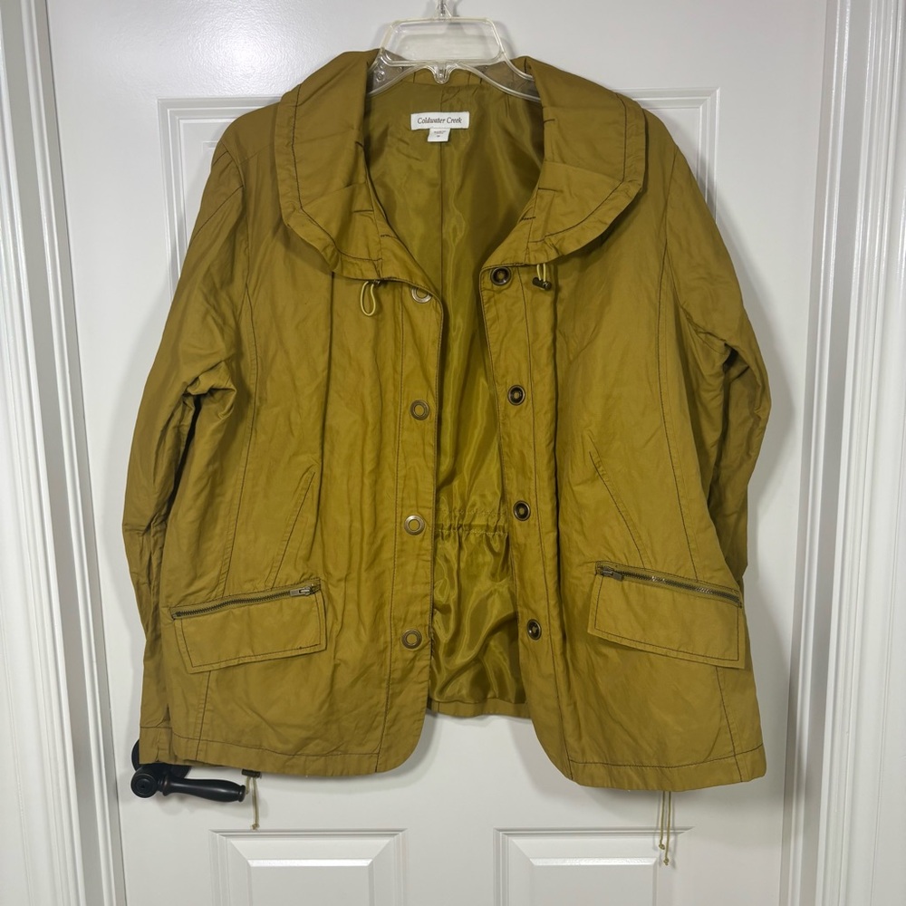Coldwater Creek Jacket Women’s 18 Green Chartreuse Snap Front Cinched Sleeve